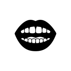 Naklejka premium Open Mouth with Teeth and Bubblegum Black Icon