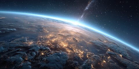 Fototapeta premium Earth from space, sunrise
