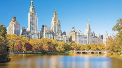 Obraz premium Autumnal NYC Park with Skyline