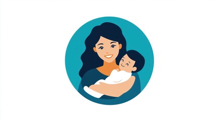 Obraz premium Mother Holding Baby - Simple Illustration