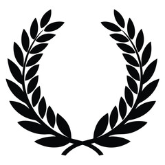 Black and White Laurel Wreath Symbol Illustration