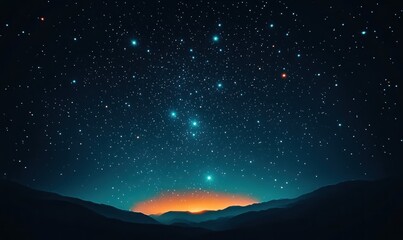 Night sky over mountains, stargazing landscape,  peaceful scene, nature background, ideal for travel websites
