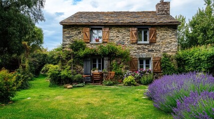 Rustic stone cottage garden