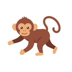 Creative Flat Vector Illustrations of Monkey: Minimalist, Modern, and Perfect for Pet-Themed Graphics.Charming Flat Vector Monkey Illustration: Playful, Minimal, and Versatile Cartoon Primate Design
