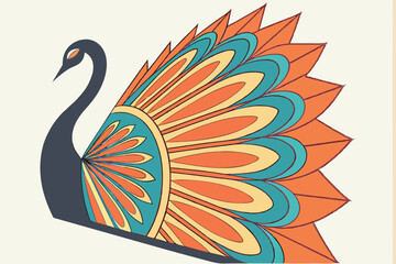 71 abstract paper art, folded paper sculpture, flame-like shape, vibrant gradient colors, orange to blue spectrum, 3D layered design, symmetrical curves, organic form, wall-mounted artwork, minimalist