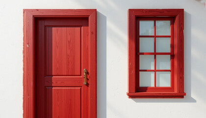Red Door and Window: A close-up shot of a red door and window against a white wall. The bold color contrasts against the clean backdrop, creating a striking image.