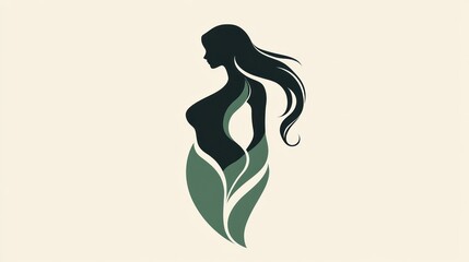 Woman silhouette in leaves, elegant design