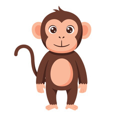 Creative Flat Vector Illustrations of Monkey: Minimalist, Modern, and Perfect for Pet-Themed Graphics.Charming Flat Vector Monkey Illustration: Playful, Minimal, and Versatile Cartoon Primate Design