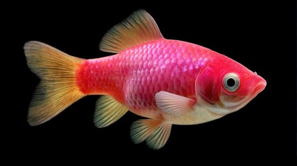 Bright Pink Fish with Distinctive Fins Swimming Gracefully Underwater