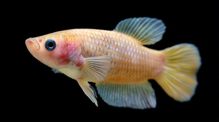 Obraz premium Colorful Freshwater Fish Swimming Gracefully in Dark Aquarium Background