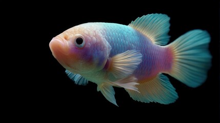 Obraz premium Colorful Freshwater Fish Swimming Gracefully in Dark Aquatic Environment