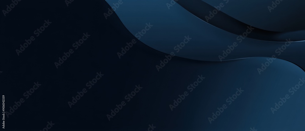 Wall mural elegant dark blue abstract background with smooth wave shapes and subtle gradients for modern design