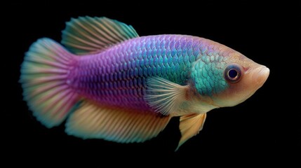 Fototapeta premium Colorful tropical fish with vibrant scales against a black background