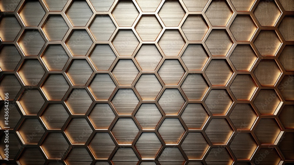 Aufkleber Abstract Bronze Hexagonal Pattern Background Texture with Subtle Illumination