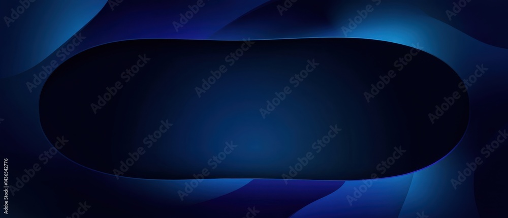 Wall mural abstract dark blue gradient background with curved shapes and copy space for modern technology or bu