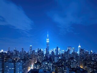 Fototapeta premium Night City Skyline, Urban Lights