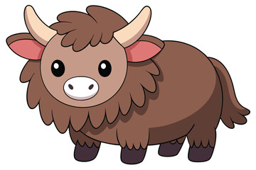 Yak Illustration on White Background.
