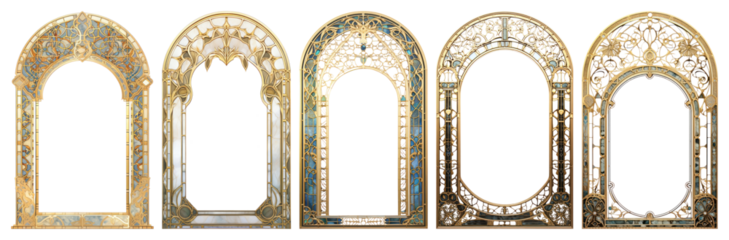 PNG Ornate vintage decorative frames, element set on transparent background