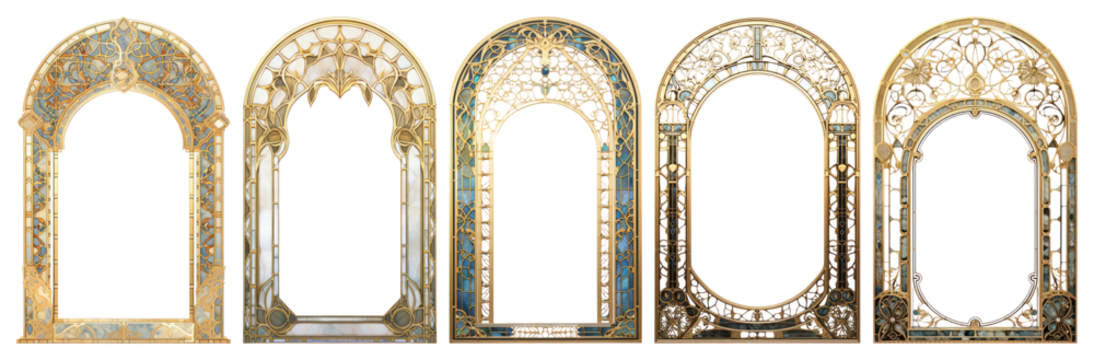PNG Ornate vintage decorative frames, element set on transparent background