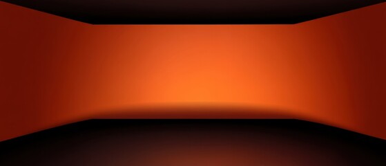 Obraz premium Abstract orange studio background with dark floor and walls, creating a warm and inviting space for product photography or graphic design