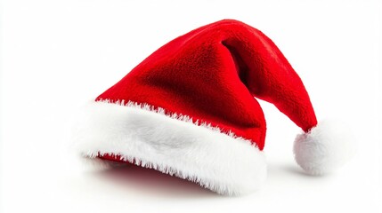 Red and White Santa Beanie Isolated on White Background for Festive Holiday Apparel