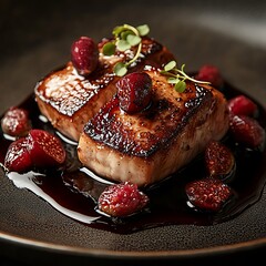 seared foie gras dish with perfect glaze high resolution picture