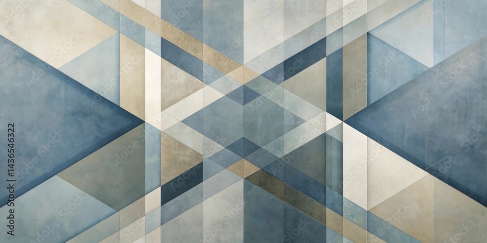 Poster abstract geometric pattern in muted blues and taupes a serene and stylish design for modern interior