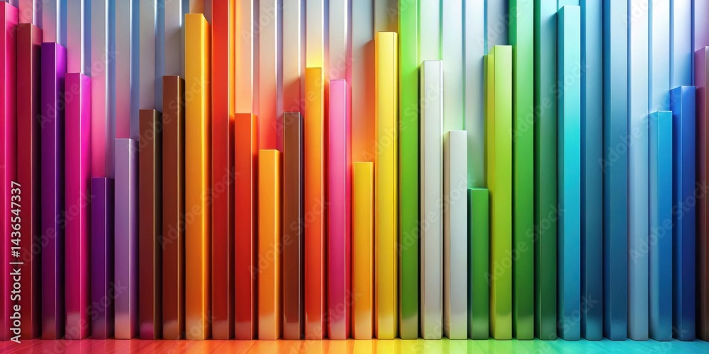 Aufkleber Vibrant spectrum of colorful rectangular prisms arranged in a rhythmic pattern against a metallic backdrop, creating a visually stunning and dynamic composition for various design applications
