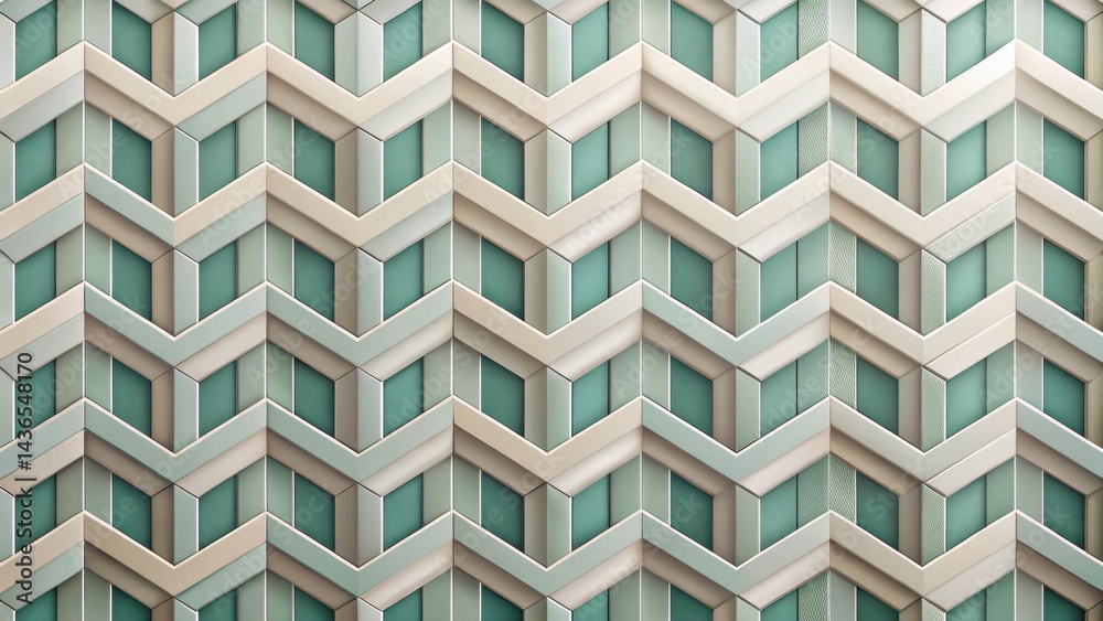 Poster Abstract Geometric Wall Panel Design with Interlocking Chevron Pattern and Subtle Textured Surfaces