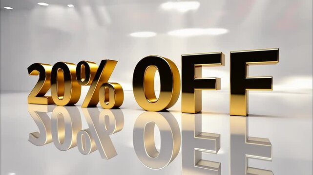 Twenty Percent Off Sale Gold Text Graphic