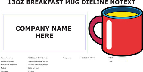 Customizable Mug Dieline Template for Product Branding and Marketing Mockup Presentation