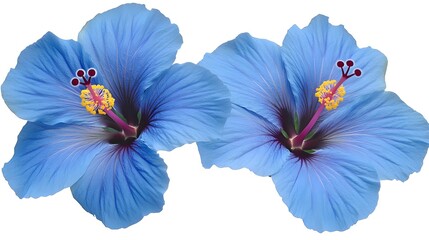 Fototapeta premium Beautiful Blue Hibiscus Flower Clip Art on White Background