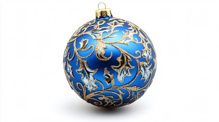 Elegant Blue Christmas Ball on White Background for Festive Designs