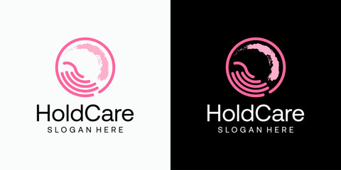 Circular hand shape vector logo design with modern, simple, clean and abstract style. Icon for business, social, charity and personal branding.