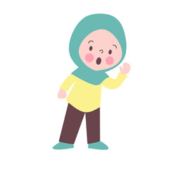 Playful cute little girl vector illustration