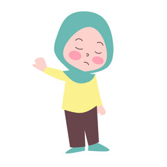 Playful cute little girl vector illustration