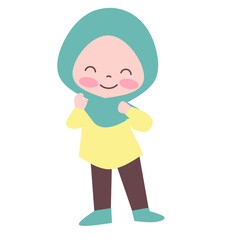 Playful cute little girl vector illustration