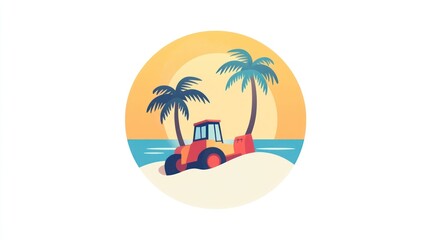 Tractor Beach Sunset Graphic