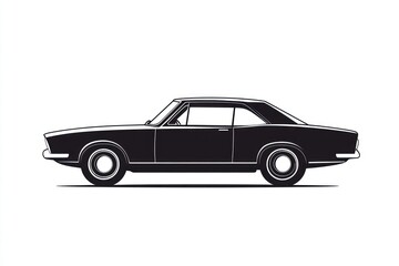 Fototapeta premium Classic coupe profile, side view, white background, vintage car design, graphic illustration