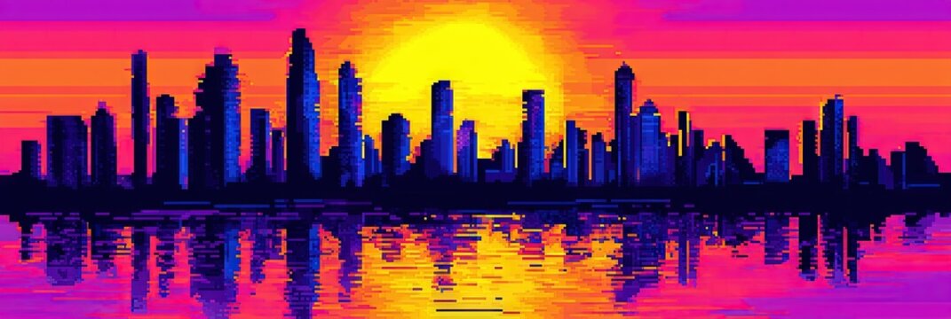 16-bit pixel art kinshasa congo downtown skyline 