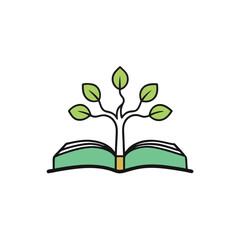 Merge An Open Book With A Tree Growing Out Of It