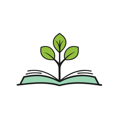 Merge An Open Book With A Tree Growing Out Of It