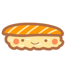 Cartoon asian cuisine rolls, sushi, sashimi dishes. Japanese oriental cuisine, seaweed, rice, fish and meat meals vector illustration set. Traditional sushi dishes