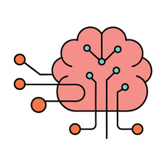 Abstract Human Brain With Circuits Or Tech Element