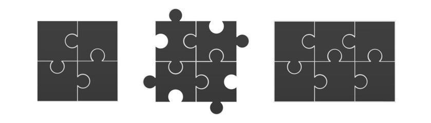 Set of puzzle pieces for mosaic infographic banner. Vector icons