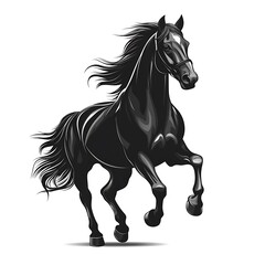 Sleek black stallion art in full motion high resolution image