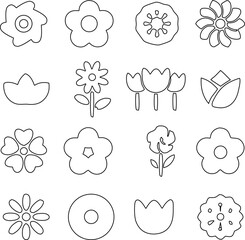 Obraz premium Outline flower icons set. Minimal, stylish botanical line drawings great for branding, social media, greeting cards, and packaging.