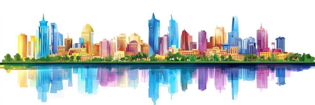 2d vector cairo egypt downtown skyline 
