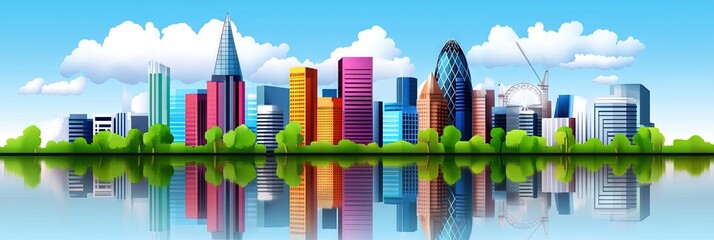 2d vector london downtown skyline 