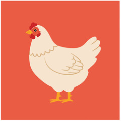 Creative Flat Vector Illustrations of Hen: Minimalist, Modern, and Perfect for Pet-Themed Graphics.Charming Flat Vector Hen Illustration: Playful, Minimal, and Versatile Cartoon Primate Design
